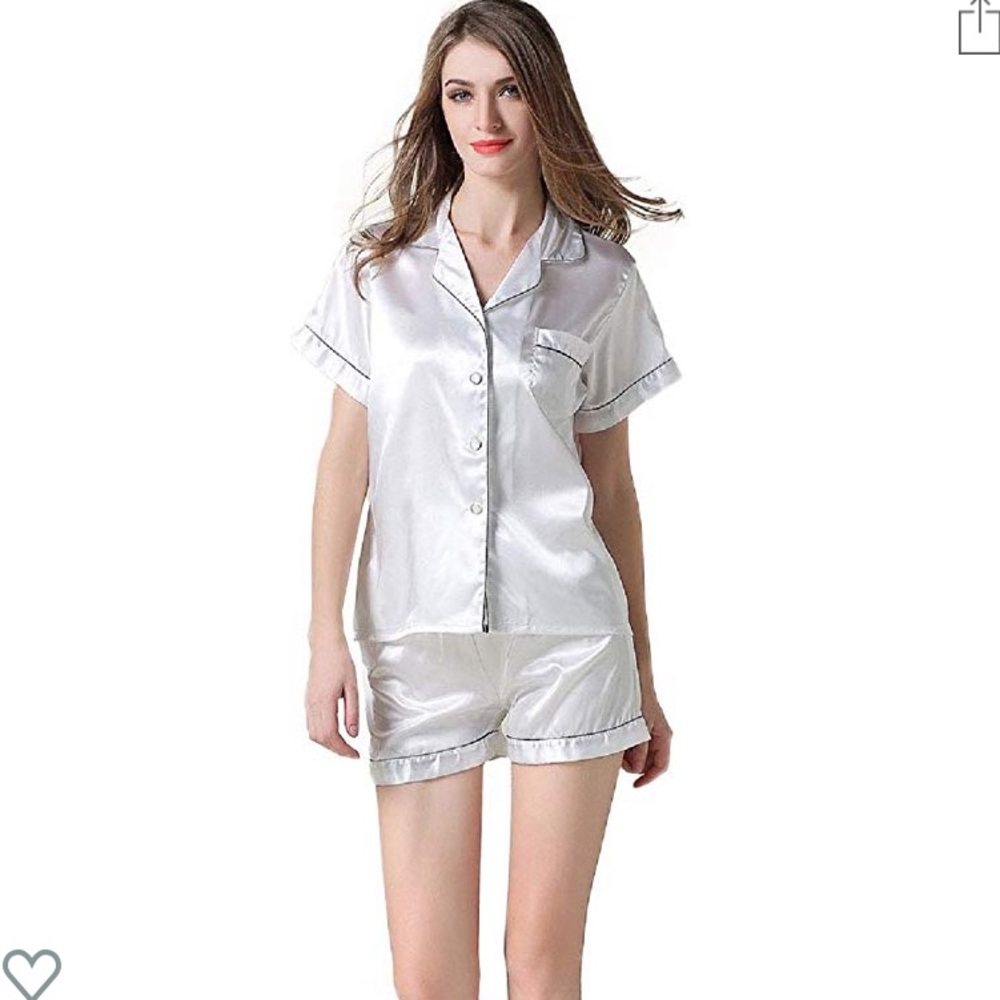 Women's Satin Pajamas white